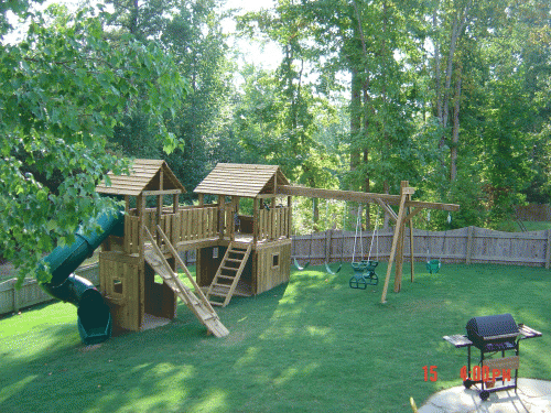 Great Double Playset in Apex constructed on major slope