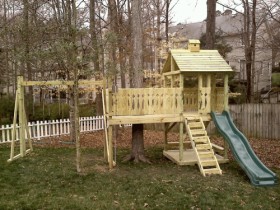 Large Fort with Tree Deck and Designer Rails, Cupola