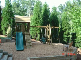 5x5 Fort in Cary with monkey bars and swings