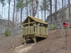 6x6 on sloped Apex yard