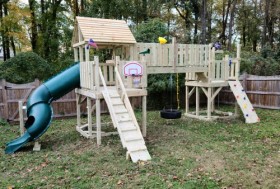 Double Fort with Tunnel Slide and Tire Swing Bridge