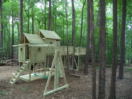 Split-level playset with massive porch