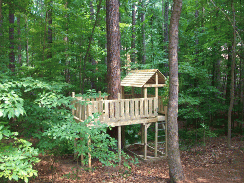4x7 Wooden Fort with 7x8 Deck, 6’ off the ground